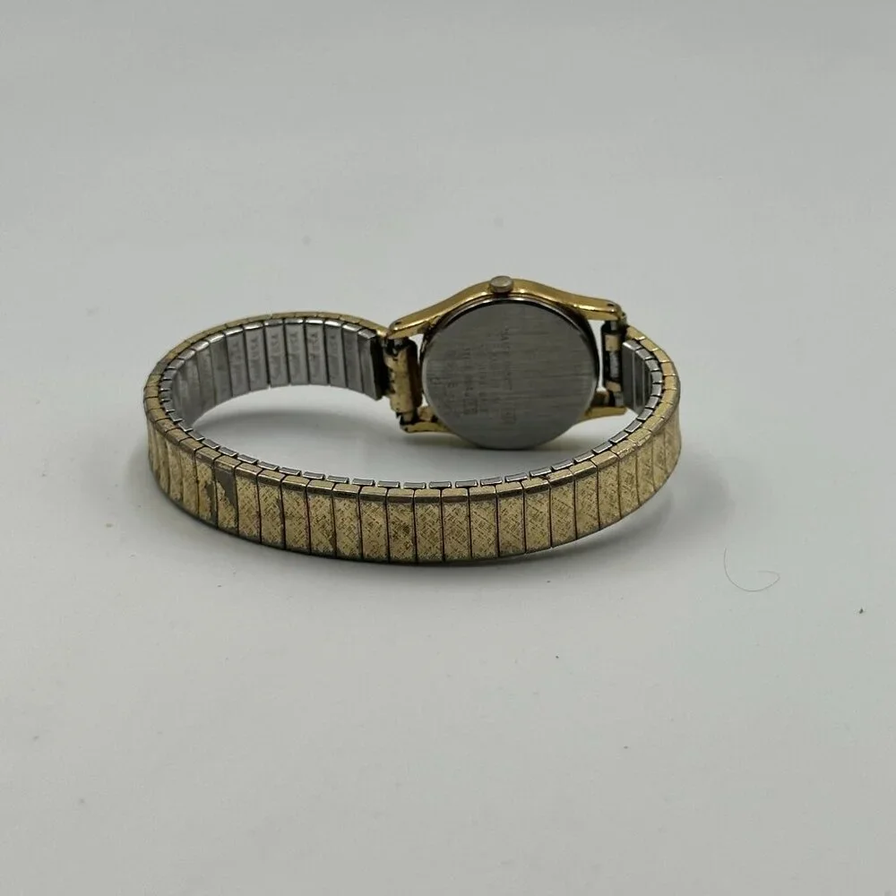 Vintage Seiko Watch Women Gold Tone Day Date Window Stretch Band Working 6.5